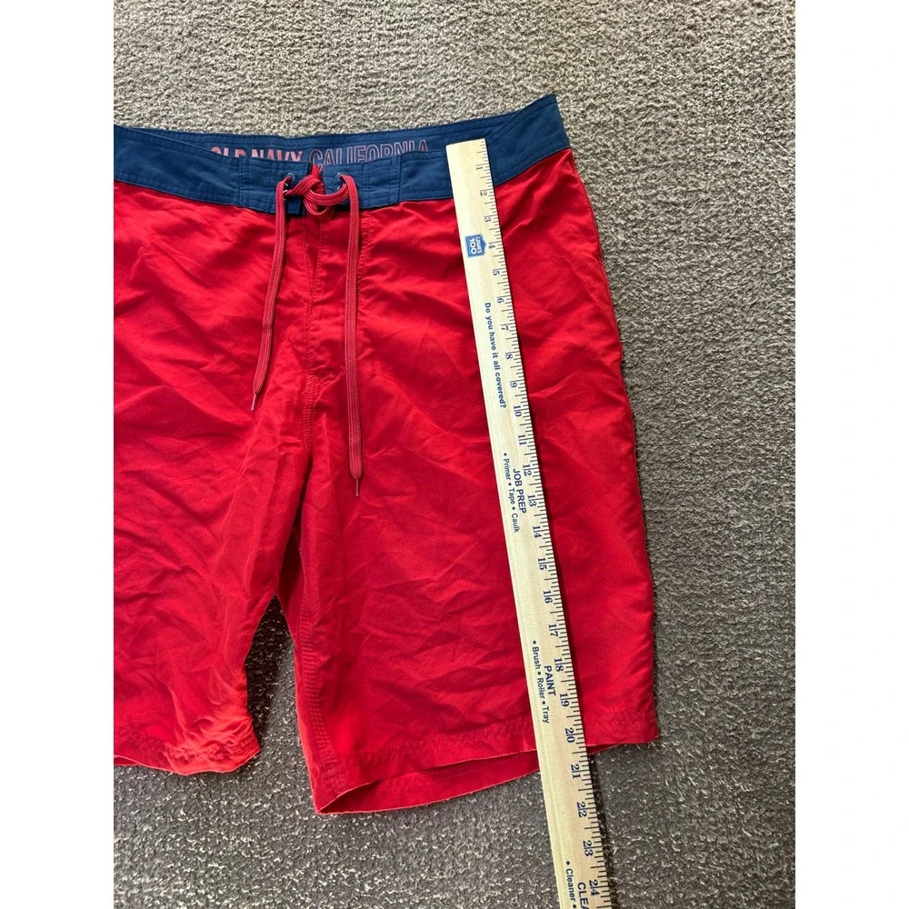 Old Navy California Mens Board Shorts Red Navy Blue Swim Trunks Size 36